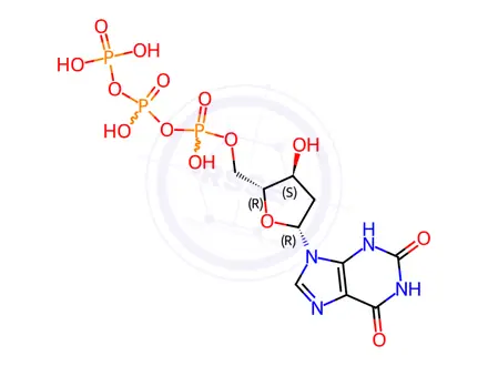 Chemical structure of Xanthosine 5'-(tetrahydrogen triphosphate), 2'-deoxy-
