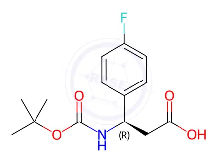 Chemical structure of Boc-(r)-3-amino-3-(4-fluoro-phenyl)-propionic acid