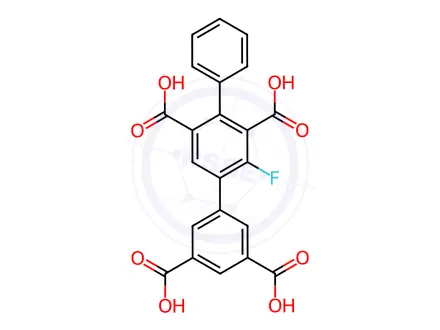 Chemical structure of 2'-fluoro-[1,1':4',1"-terphenyl]-3,3",5,5"-tetracarboxylic acid