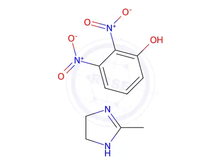 Chemical structure of dinitrophenol, compound with 4,5-dihydro-2-methyl-1H-imidazole (1:1)