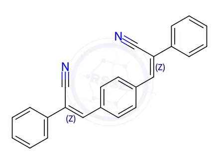 Chemical structure of (2Z,2'Z)-3,3'-(1,4-Phenylene)bis(2-phenylacrylonitrile)