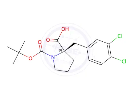 Chemical structure of (R)-1-(tert-Butoxycarbonyl)-2-(3,4-dichlorobenzyl)-pyrrolidine-2-carboxylic acid