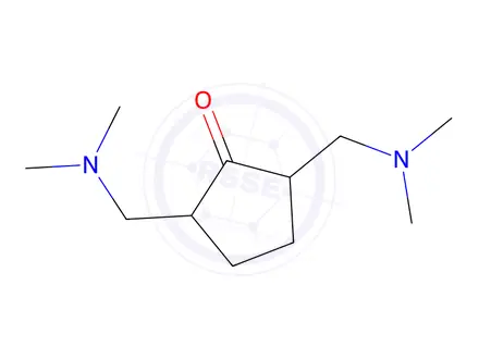 Chemical structure of 2,5-Bis[(dimethylamino)methyl]cyclopentanone Dihydrochloride