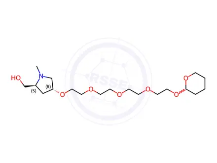 Chemical structure of ((2S,4R)-1-Methyl-4-(2-(2-(2-(2-((tetrahydro-2H-pyran-2-yl)oxy)ethoxy)ethoxy)ethoxy)ethoxy)pyrrolidin-2-yl)methanol