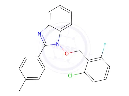 Chemical structure of 1-[(2-Chloro-6-fluorophenyl)methoxy]-2-(4-methylphenyl)-1H-1,3-benzodiazole