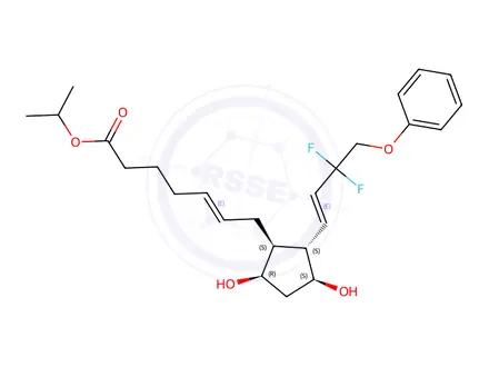 Chemical structure of Isopropyl (E)-7-((1S,2S,3S,5R)-2-((E)-3,3-difluoro-4-phenoxybut-1-en-1-yl)-3,5-dihydroxycyclopentyl)hept-5-enoate