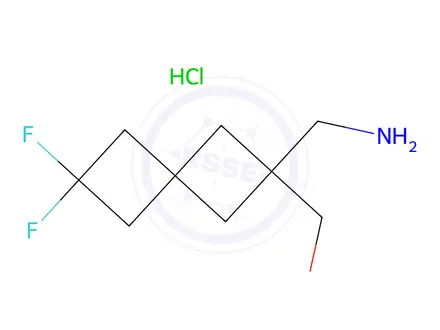 Chemical structure of (2-(Aminomethyl)-6,6-difluorospiro[3.3]heptan-2-yl)methanol hydrochloride