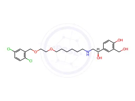 Chemical structure of (R)-4-(2-((6-(2-((2,5-Dichlorobenzyl)oxy)ethoxy)hexyl)amino)-1-hydroxyethyl)-2-(hydroxymethyl)phenol