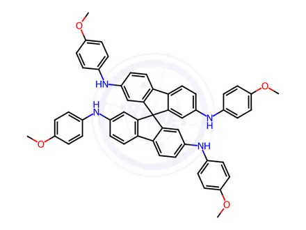 Chemical structure of 9,9'-Spirobi[9H-fluorene]-2,2',7,7'-tetramine, N2,N7,N2',N7'-tetrakis(4-methoxyphenyl)-