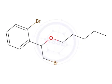 Chemical structure of 1-Bromo-2-(2-bromo-1-(pentyloxy)ethyl)benzene