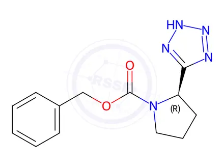 Chemical structure of benzyl (R)-2-(2H-tetrazol-5-yl)pyrrolidine-1-carboxylate