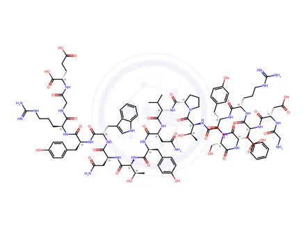 Chemical structure of Glycyl-L-a-aspartyl-L-phenylalanyl-L-arginyl-L-tyrosyl-L-seryl-L-a-aspartylglycyl-L-threonyl-L-prolyl-L-valyl-L-asparaginyl-L-tyrosyl-L-threonyl-L-asparaginyl-L-tryptophyl-L-tyrosyl-L-arginylglycyl-L-glutamic Acid