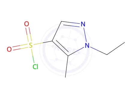 Chemical structure of 1-ethyl-5-methyl-1H-pyrazole-4-sulfonyl chloride