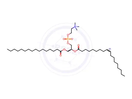 Chemical structure of (Z)-(±)-(4-oxido-9-oxo-7-(palmitoylmethyl)-3,5,8-trioxa-4-phosphahexacos-17-enyl)trimethylammonium 4-oxide