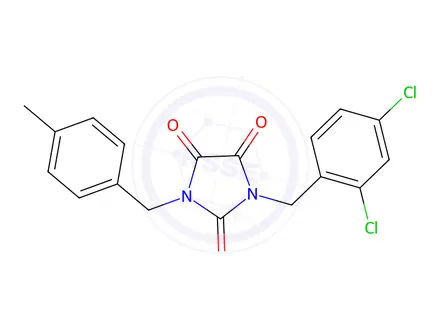Chemical structure of 1-[(2,4-Dichlorophenyl)methyl]-3-[(4-methylphenyl)methyl]imidazolidine-2,4,5-trione