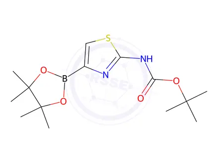 Chemical structure of tert-Butyl (4-(4,4,5,5-tetramethyl-1,3,2-dioxaborolan-2-yl)thiazol-2-yl)carbamate
