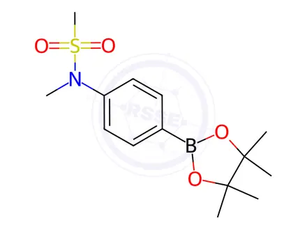 Chemical structure of N-methyl-N-(4-(4,4,5,5-tetramethyl-1,3,2-dioxaborolan-2-yl)phenyl)methanesulfonamide