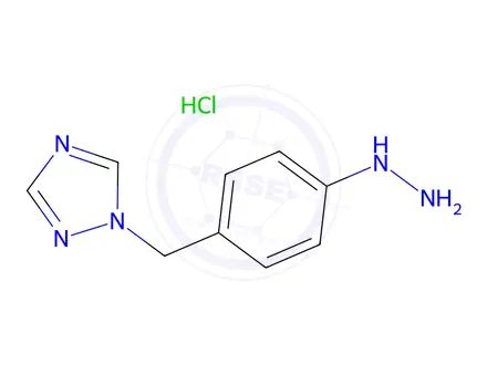 Chemical structure of 1-[(4-Hydrazinophenyl)methyl]-1H-1,2,4-triazole hydrochloride