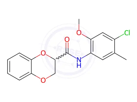 Chemical structure of N-(4-Chloro-2-methoxy-5-methylphenyl)-2,3-dihydrobenzo[b][1,4]dioxine-2-carboxamide