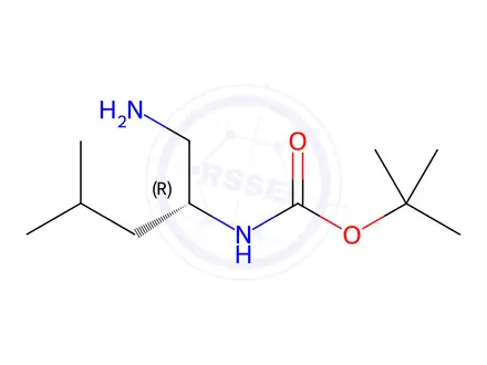 Chemical structure of Carbamic acid, [(1R)-1-(aminomethyl)-3-methylbutyl]-, 1,1-dimethylethyl ester