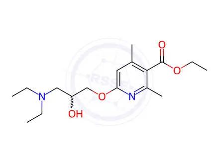 Chemical structure of Nicotinic acid, 6-(3-diethylamino-2-hydroxypropoxy)-2,4-dimethyl-, eth yl ester