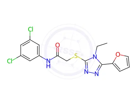 Chemical structure of N-(3,5-Dichlorophenyl)-2-((4-ethyl-5-(furan-2-yl)-4H-1,2,4-triazol-3-yl)thio)acetamide