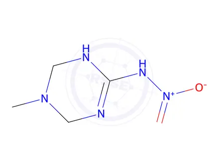 Chemical structure of 1,3,5-Triazin-2-amine,1,4,5,6-tetrahydro-5-methyl-N-nitro-(9CI)