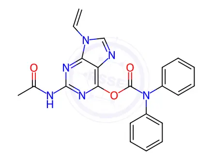 Chemical structure of CarbaMic acid, diphenyl-,2-(acetylaMino)-9-ethenyl-9H-purin-6-yl ester(9CI)