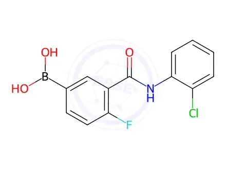 Chemical structure of 4-Fluoro-3-(2-Chloro-Phenylcarbamoyl)Phenylboronic Acid
