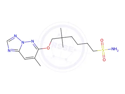 Chemical structure of 1-Hexanesulfonamide, 5,5-dimethyl-6-((7-methyl(1,2,4)triazolo(1,5-b)py ridazin-6-yl)oxy)-