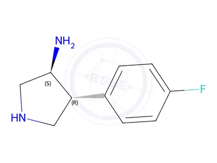 Chemical structure of (3S,4R)-4-(4-FLUOROPHENYL)PYRROLIDIN-3-AMINE