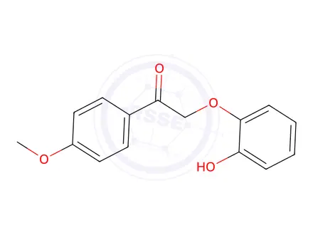 Chemical structure of 2-(2-Hydroxyphenoxy)-1-(4-methoxyphenyl)ethan-1-one