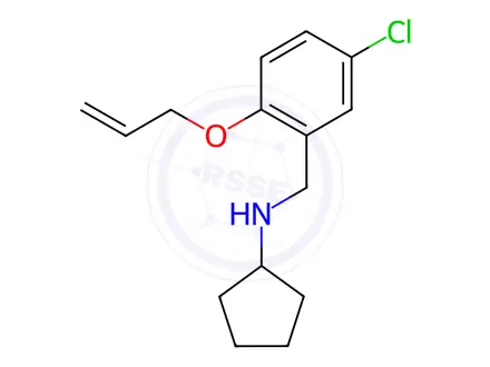 Chemical structure of N-[(5-chloro-2-prop-2-enoxyphenyl)methyl]cyclopentanamine