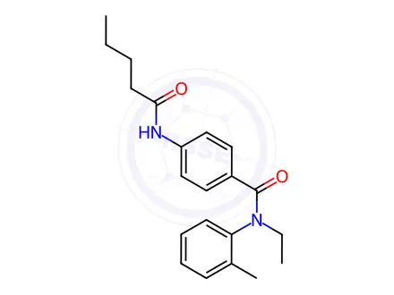 Chemical structure of N-ethyl-N-(2-methylphenyl)-4-(pentanoylamino)benzamide