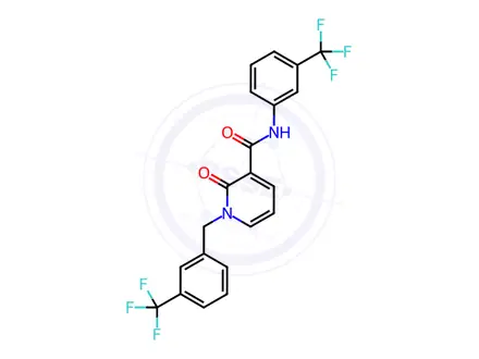 Chemical structure of 2-Oxo-N-[3-(trifluoromethyl)phenyl]-1-{[3-(trifluoromethyl)phenyl]methyl}-1,2-dihydropyridine-3-carboxamide