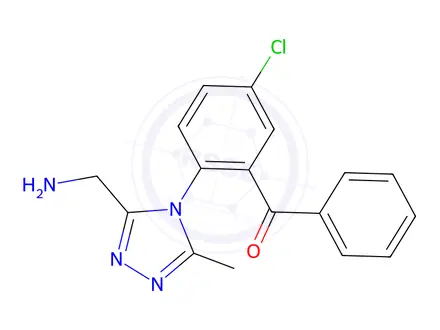 Chemical structure of [2-[3-(Aminomethyl)-5-methyl-4H-1,2,4-triazol-4-yl]-5-chlorophenyl]phenylmethanone
