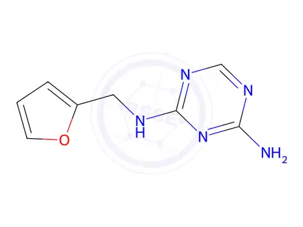 Chemical structure of N2-(furan-2-ylmethyl)-1,3,5-triazine-2,4-diamine