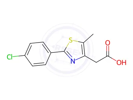 Chemical structure of 2-[2-(4-chlorophenyl)-5-methyl-1,3-thiazol-4-yl]acetic acid