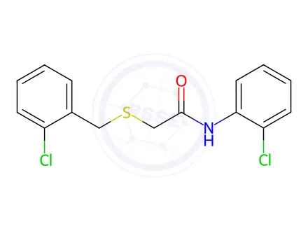 Chemical structure of N-(2-Chlorophenyl)-2-{[(2-chlorophenyl)methyl]sulfanyl}acetamide