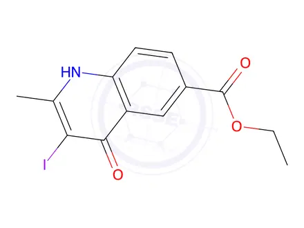 Chemical structure of Ethyl 3-iodo-2-methyl-4-oxo-1,4-dihydroquinoline-6-carboxylate