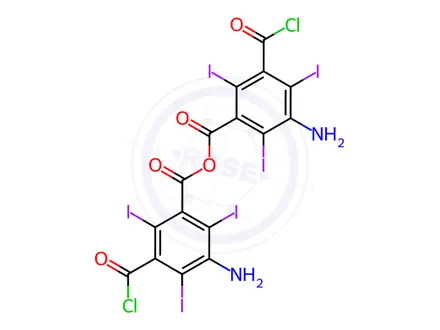 Chemical structure of 3-Amino-5-(chlorocarbonyl)-2,4,6-triiodobenzoic anhydride