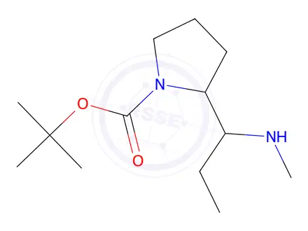Chemical structure of Tert-butyl 2-(1-(methylamino)propyl)pyrrolidine-1-carboxylate