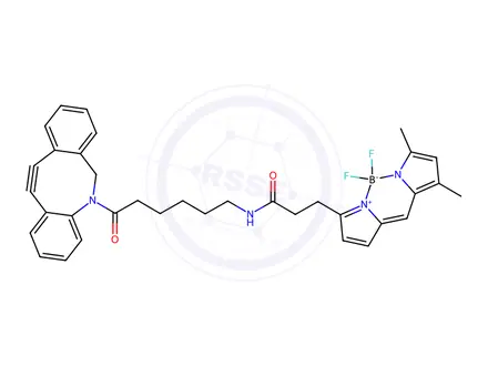 Chemical structure of Boron, [N-[6-(11,12-didehydrodibenz[b,f]azocin-5(6H)-yl)-6-oxohexyl]-5-[(3,5-dimethyl-2H-pyrrol-2-ylidene-κN)methyl]-1H-pyrrole-2-propanamidato-κN1]difluoro-, (T-4)-