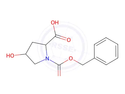 Chemical structure of (2R,4S)-N-ALPHA-CARBOBENZOXY-4-HYDROXYPYRROLIDINE-2-CARBOXYLIC ACID