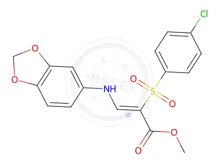 Chemical structure of Methyl (Z)-3-(benzo[d][1,3]dioxol-5-ylamino)-2-((4-chlorophenyl)sulfonyl)acrylate