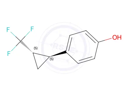 Chemical structure of (+/-)-4-(trans-2-(Trifluoromethyl)cyclopropyl)phenol