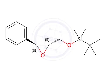 Chemical structure of Oxirane, 2-[[[(1,1-dimethylethyl)dimethylsilyl]oxy]methyl]-3-phenyl-, (2S,3S)-