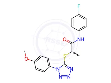 Chemical structure of N-(4-Fluorophenyl)-2-((1-(4-methoxyphenyl)-1H-tetrazol-5-yl)thio)propanamide