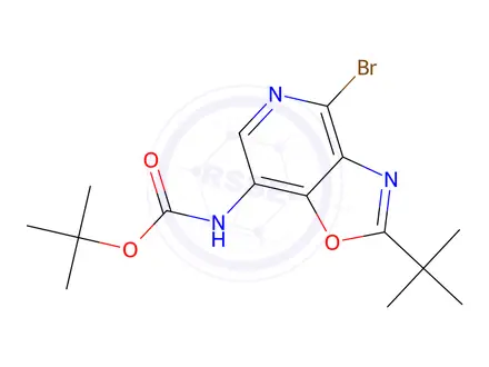 Chemical structure of tert-Butyl (4-bromo-2-(tert-butyl)oxazolo[4,5-c]pyridin-7-yl)carbamate