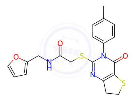 Chemical structure of N-(Furan-2-ylmethyl)-2-((4-oxo-3-(p-tolyl)-3,4,6,7-tetrahydrothieno[3,2-d]pyrimidin-2-yl)thio)acetamide